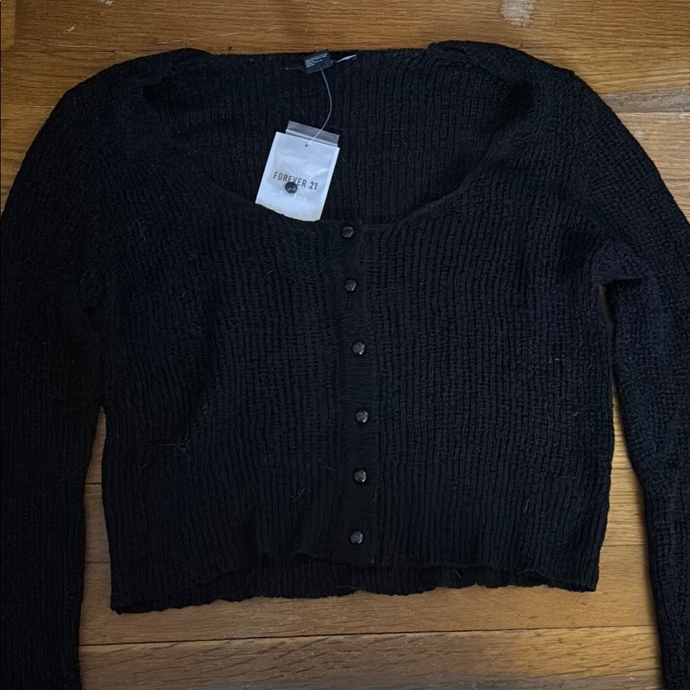 Forever 21 Black Button-Up Cardigan